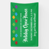 Vakantie Open Huis Kerst Ornamenten Spandoek (Verticaal)