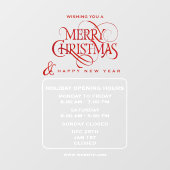 Vakantie openingstijden, Vrolijk kerstraam klampen Raamsticker (Vel)