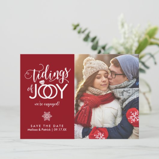 Vakantie Opslaan kerstkaart datum Pas getrouwd Save The Date (Staand voorkant)
