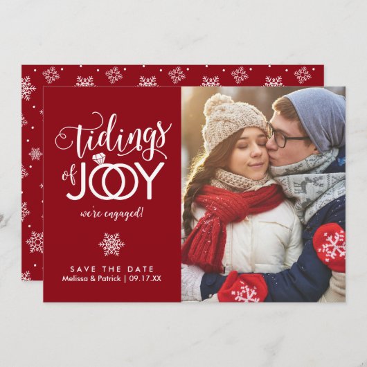Vakantie Opslaan kerstkaart datum Pas getrouwd Save The Date (Voorkant / Achterkant)