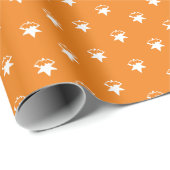 Vakantie oranje witte sneeuwvlokken sneeuwsterren  cadeaupapier (Rol Hoek)