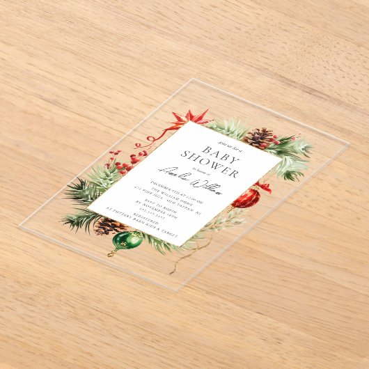 Vakantie Ornament Acryl Baby shower Uitnodiging Acryl Uitnodigingen (Laagn)