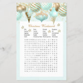 Vakantie Ornament Kerst Bingo Spel Aqua Flyer (Achterkant)