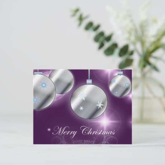 Vakantie ornament Paarse kerst Feestdagenkaart (Staand voorkant)