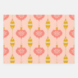 Vakantie Ornamenten en kralen trio cadeau wrap Inpakpapier Vel