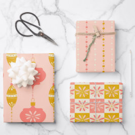 Vakantie Ornamenten en kralen trio cadeau wrap Inpakpapier Vel