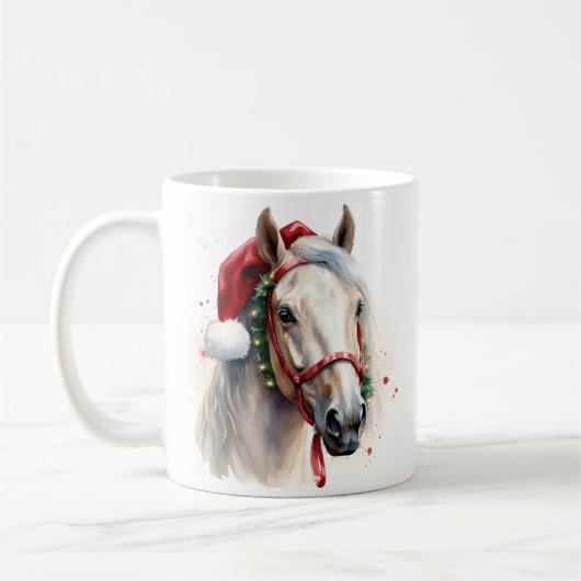 Vakantie paard Kerstmis koffie mok (Links)