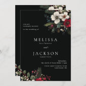 Vakantie Painterly Winter Bouquet Wedding Kaart (Voorkant / Achterkant)