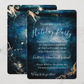 Vakantie partij blauw & goud kaart (Voorkant / Achterkant)