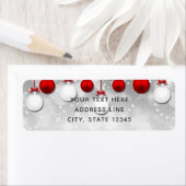 Vakantie Party Winter Rood Wit Sparkle Ornamenten Etiket (Insitu)