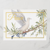 Vakantie Peace Dove Olive Branch Folie Feestdagenkaart (Voorkant)