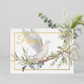 Vakantie Peace Dove Olive Branch Folie Feestdagenkaart (Staand Voorkant)