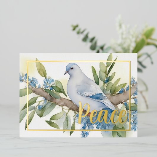 Vakantie Peace Dove Olive Branch Folie Feestdagenkaart (Staand Voorkant)