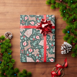 Vakantie peperkoek, rendier en kerstboom cadeaupapier
