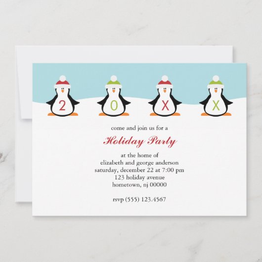 Vakantie pinguïns uitnodigingen (Voorkant)