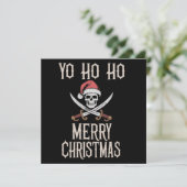 Vakantie Pirate Yo Ho Kerst Santa Boating Feestdagenkaart (Staand voorkant)
