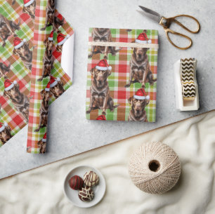 Vakantie Plaid Chocolade Lab Santa Dog Kerstmis Cadeaupapier