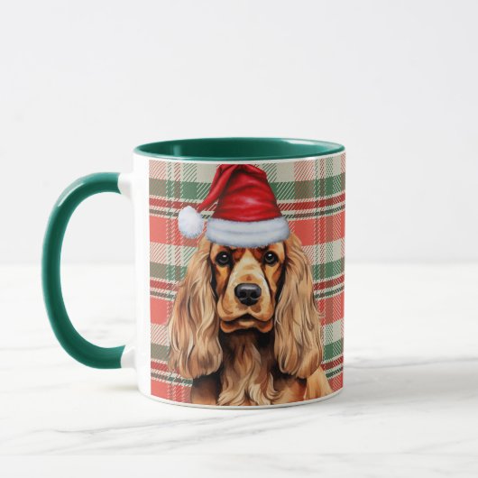 Vakantie Plaid Cocker Spaniel Kerstman Hond Mok (Links)