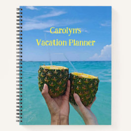 Vakantie planner jouw naam, strand en ananas notitieboek