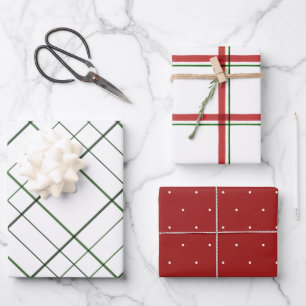 Vakantie polka dot en plaid patronen rood groen inpakpapier vel