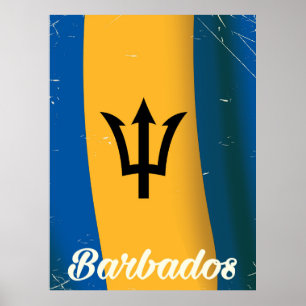 Vakantie-poster onder nationale vlag van Barbados Poster