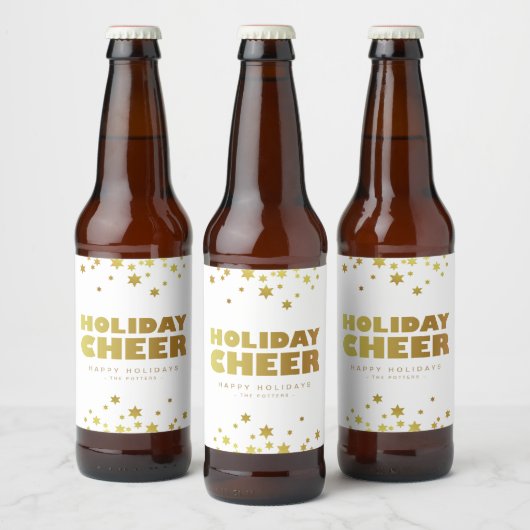 Vakantie proost | Fun Christmas Wit & Goud Bier Etiket (Flessen)