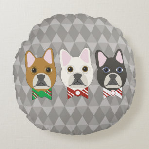 Vakantie Pups Grijs Diamant Rond Kussen