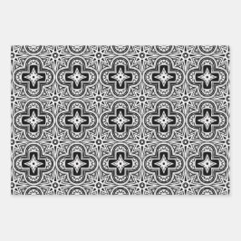 Vakantie Quatrefoil in rood, groen en zwart Inpakpapier Vel