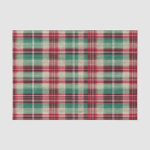 Vakantie Red Cream Green Plaid Stripes Tissuepapier