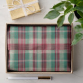 Vakantie Red Cream Green Plaid Stripes Tissuepapier (Geschenk)