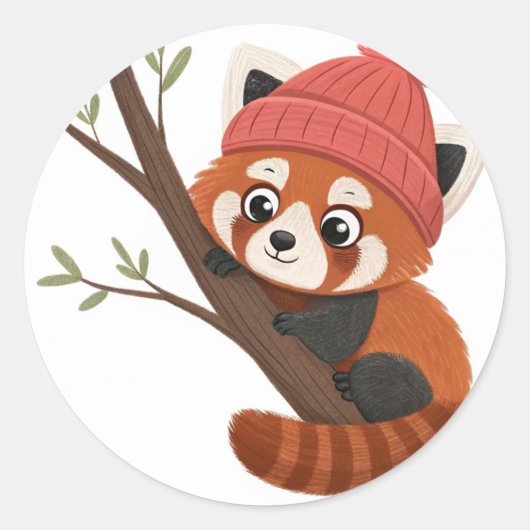 Vakantie Red Panda Ronde Sticker (Voorkant)