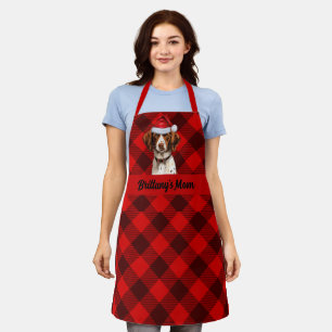 Vakantie Red Plaid Bretagne Spaniel Hond Kerstmis Schort
