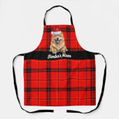 Vakantie Red Plaid Chow Chow Santa Dog Kerstmis Schort (Voorkant)