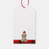 Vakantie Red Plaid Cockapoo Santa Dog Kerstmis Cadeaulabel (Achterkant)