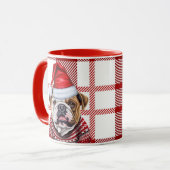Vakantie Red Plaid en Bulldog in een Pet Kerst Mok (Voorkant links)