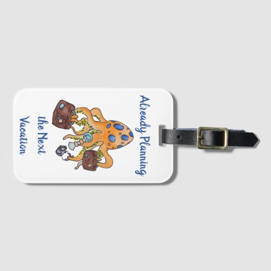 Vakantie Reizen Strand Hand-getrokken Octopus Bagagelabel (Voorkant (horizontaal))