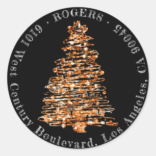 Vakantie retour adres koper RSVP kerstboom Ronde Sticker
