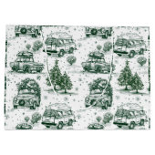 Vakantie Road Trip Kerst Gift Bag | groen Groot Cadeauzakje (Achterkant)