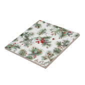 Vakantie rode bessen & dennenbossen ontwerp tegeltje (Zijkant)