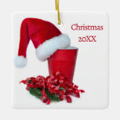 Vakantie Rode Partij Cup Keramisch Ornament (Voorkant)