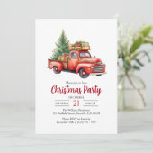 Vakantie Rode  Vrachtwagen Kerstfeest Kaart (Staand voorkant)