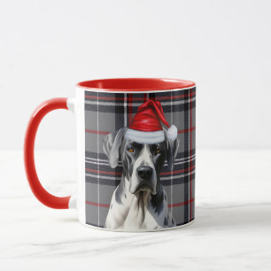 Vakantie Rood Grijs Plaid Grote Deen Hond Kerstmis Mok
