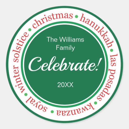 Vakantie Rood/Groen Sticker Label (Voorkant)