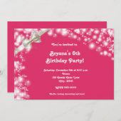 Vakantie Roze met Bow Glitter Light Uitnodiging (Voorkant / Achterkant)