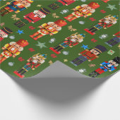 vakantie schattig Notenkraker patroon groen Cadeaupapier (Hoek)