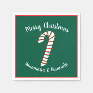 Vakantie seizoen Artistic Candy Cane gepersonalise Servet