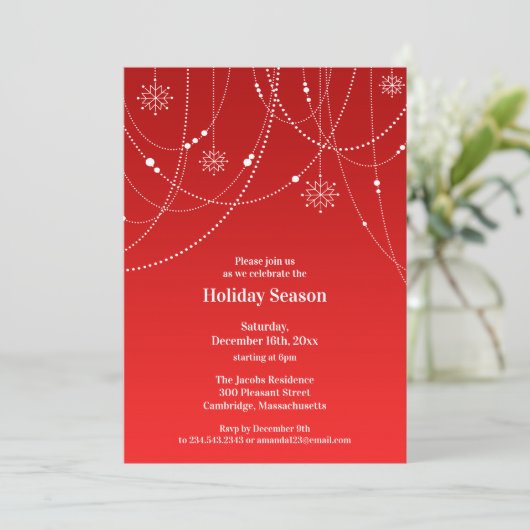Vakantie Seizoen Party Rode uitnodiging (Staand voorkant)