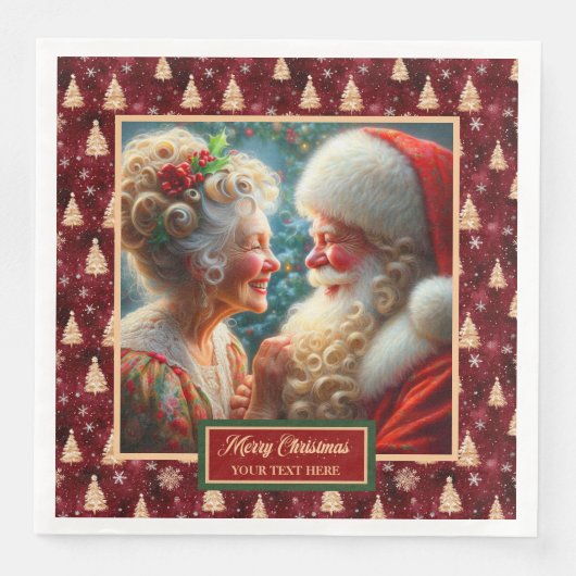 Vakantie servetten Kerstbomen Rood Goud Groen (Voorkant)