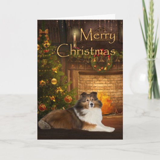 Vakantie Sheltie Feestdagen Kaart (Voorkant)