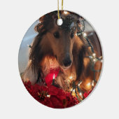 Vakantie sheltie keramisch ornament (Links)